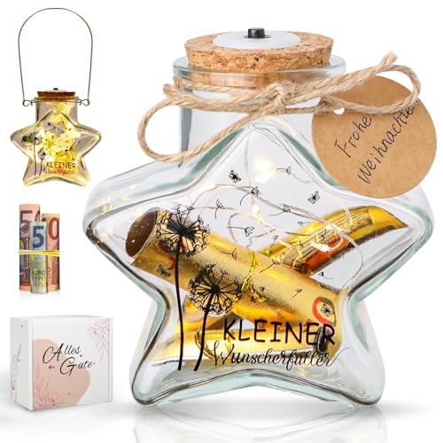 JVURICE® LED Flaschenlicht Geldgeschenk Hochzeit Geburtstag Ruhestand Weihnachten Geschenk Für Frauen Männer Weihnachtsgeschenke Stern Leuchtflasche Beleuchtete Flasche Dekoflasche Mit Lichterkette von JVURICE