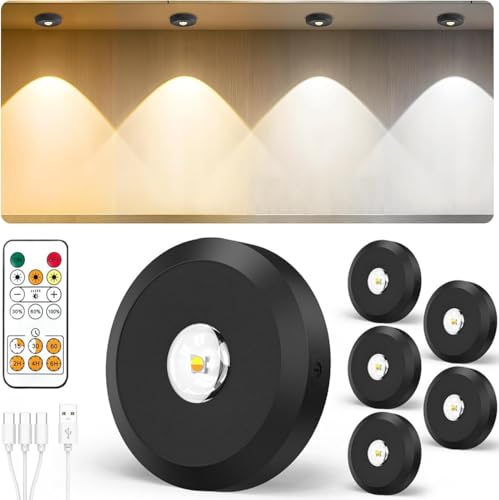 JVURICE® Vitrinenbeleuchtung Led,30 Farbwechsel Schrankbeleuchtung Led Spot Akku USB Aufladbar Mini 120H Energiesparend Magnet Unterbauleuchte Küche Schrankbeleuchtung Mit Timer Fernbedienung von JVURICE