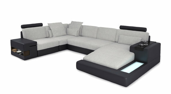 Big XXL UForm Wohnlandschaft Textil Stoff Couch Sofa Polster Ecke Garnitur von JVmoebel