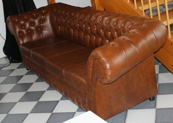 CHESTERFIELD 240cm Big Sofa Couch LEDER SOFA 4-SITZER GARNITUR von JVmoebel