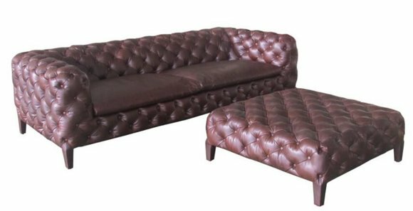 Chesterfield Designer Polster Sofa Couch 3 Sitzer Leder Stil Luxus von JVmoebel