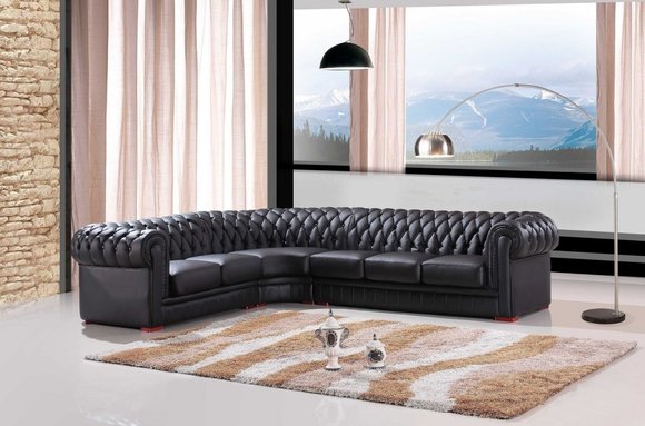 Chesterfield Ecksofa Eckcouch Designer Sofa Schwarz Couch 100% Leder Sofort Chesterfield Ecksofa Eckcouch Designer Sofa Schwarz Couch 100% Leder Sofort von JVmoebel