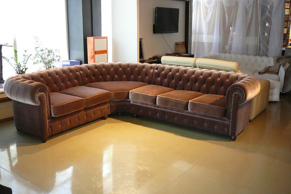Chesterfield Ecksofa Sofa Polster Ecke Wohnlandschaft Garnitur Textil von JVmoebel