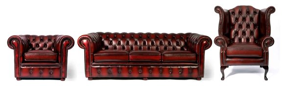 Chesterfield Sofa Couch 3 + 1 + Ohrensessel Ledersofa Sofagarnitur von JVmoebel