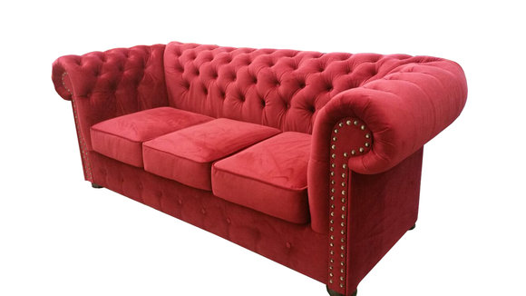 Chesterfield Sofa Couch Polster Textil Stoff 3er Garnitur Designer Sofas von JVmoebel
