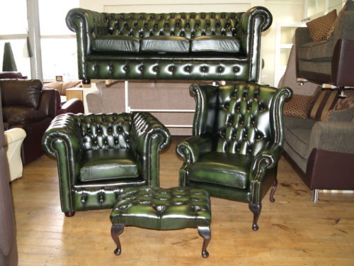 Chesterfield Sofa Couch Set 3 tlg 3 + 1 + Ohrensessel Ledersofa von JVmoebel