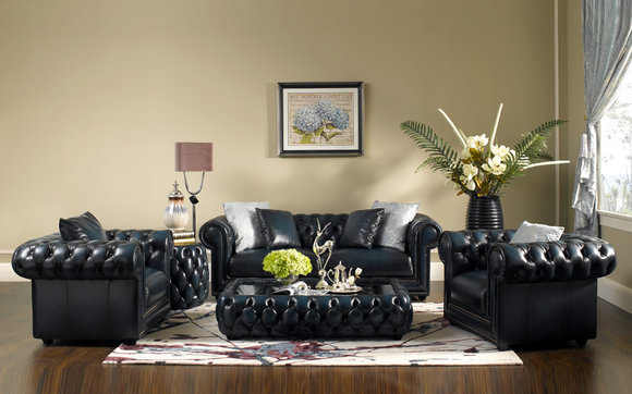 Chesterfield Sofagarnitur Garnitur Couch Poster Sofa Couchen Ledersofa von JVmoebel