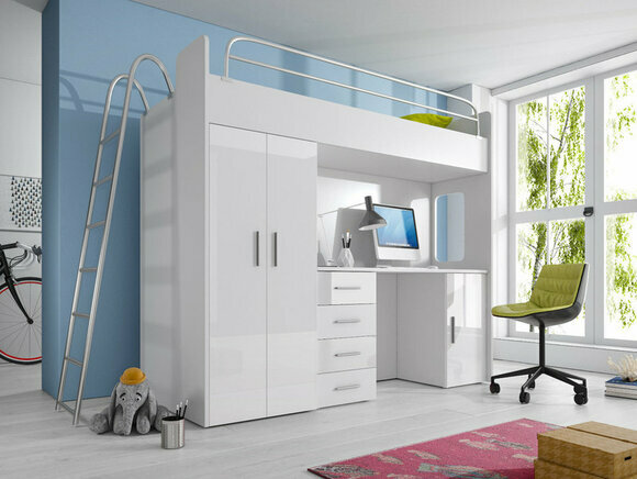 DOPPELSTOCKBETT STOCKBETT BETT ETAGENBETT MIT SCHREIBTISCH + KLEIDERSCHRANK DOPPELSTOCKBETT STOCKBETT BETT ETAGENBETT MIT SCHREIBTISCH + KLEIDERSCHRANK von JVmoebel