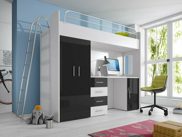 DOPPELSTOCKBETT STOCKBETT BETT ETAGENBETT MIT SCHREIBTISCH + KLEIDERSCHRANK DOPPELSTOCKBETT STOCKBETT BETT ETAGENBETT MIT SCHREIBTISCH + KLEIDERSCHRANK von JVmoebel
