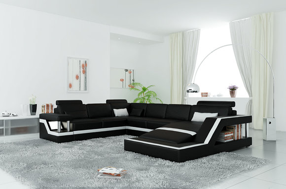 Design Wohnlandschaft Ledersofa HAMBURG XXL von JVmoebel