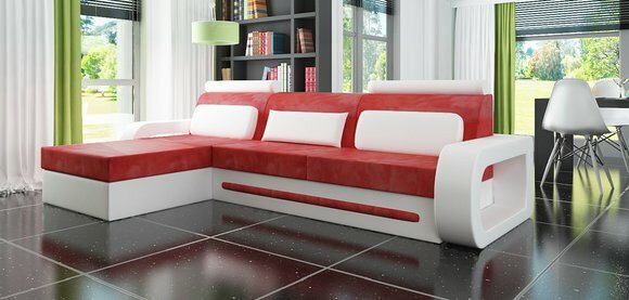 Designer Ecksofa Leder Textil Stoff Sofa Couch Ecke Polster Garnitur von JVmoebel