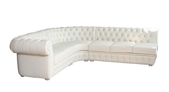 Ecksofa Chesterfield Sofa Ledersofa Polster Eck Couch Garnitur Weiß von JVmoebel