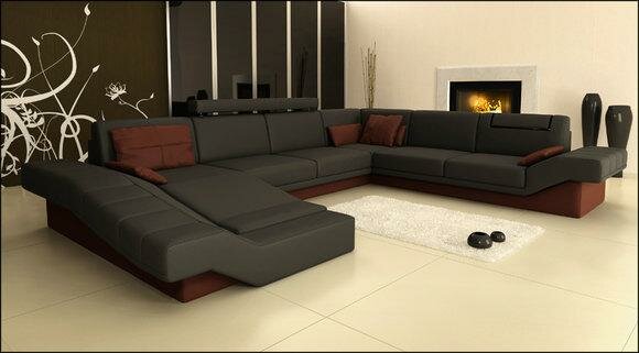 Ecksofa Sofa Couch Polster Leder Garnitur Wohnlandschaft Ecke Wohn von JVmoebel