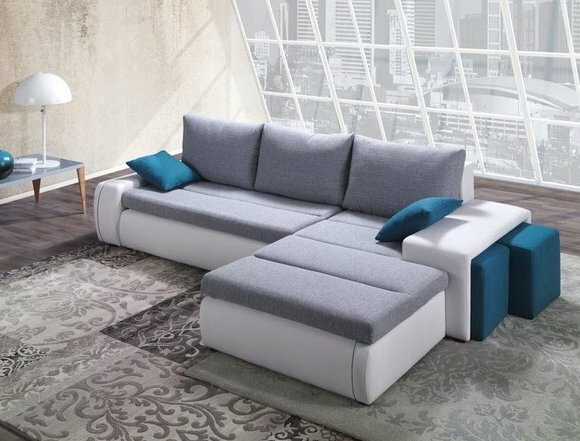 Ecksofa Wohnlandschaft Schlafsofa Sofa Bett Textil Stoff Sofa Ecke Couch von JVmoebel