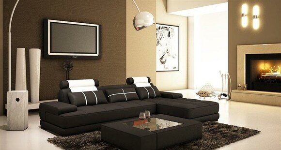 Ecksofa Wohnlandschaft Sofa Couch Leder Eck Garnitur Polster L Form von JVmoebel