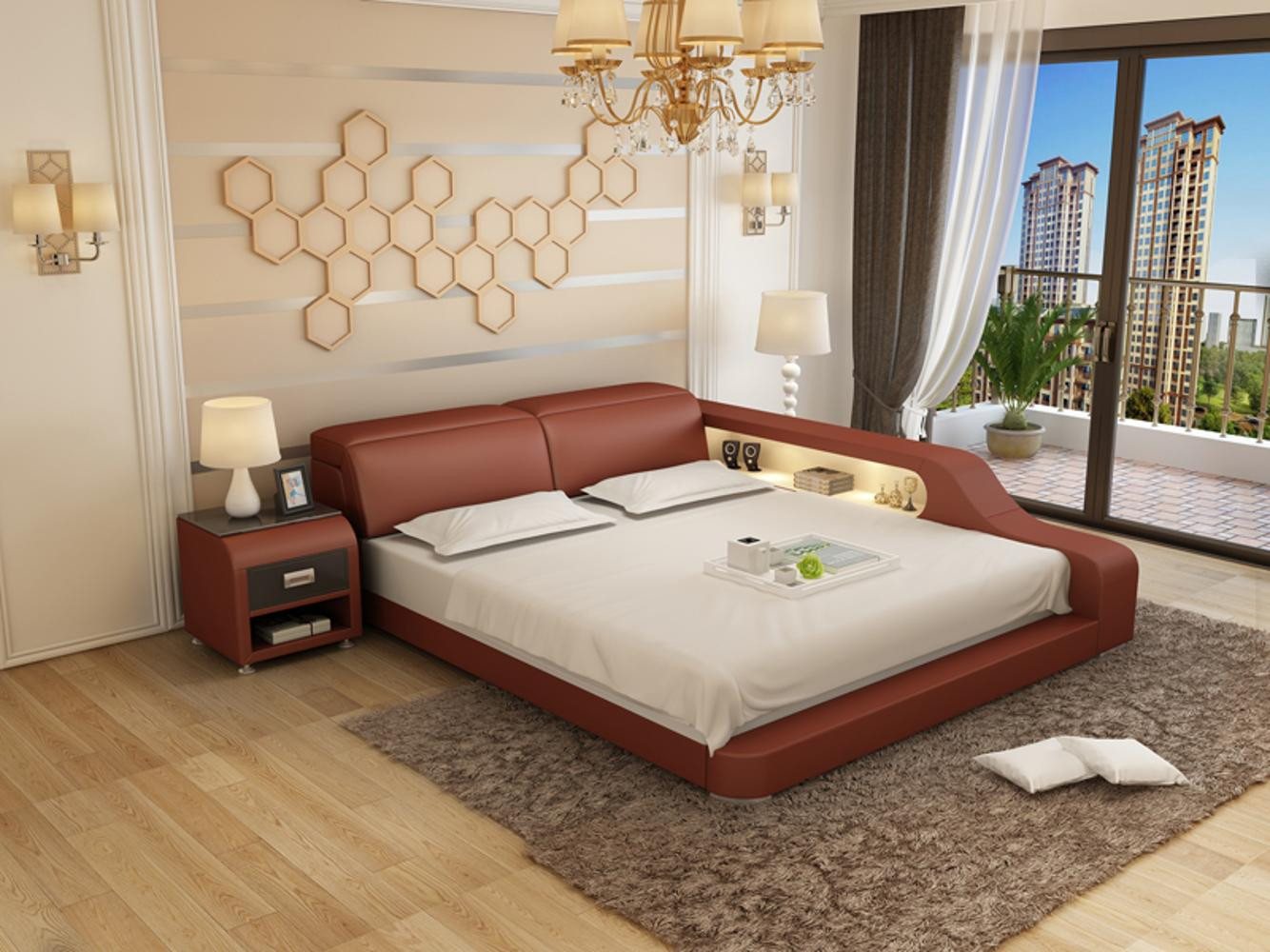 JVmoebel, Wasserbett Hotel Doppel Bett Betten Komplett Lederbett Polsterbett, (Wasserbett LB8818), Made in Europa von JVmoebel