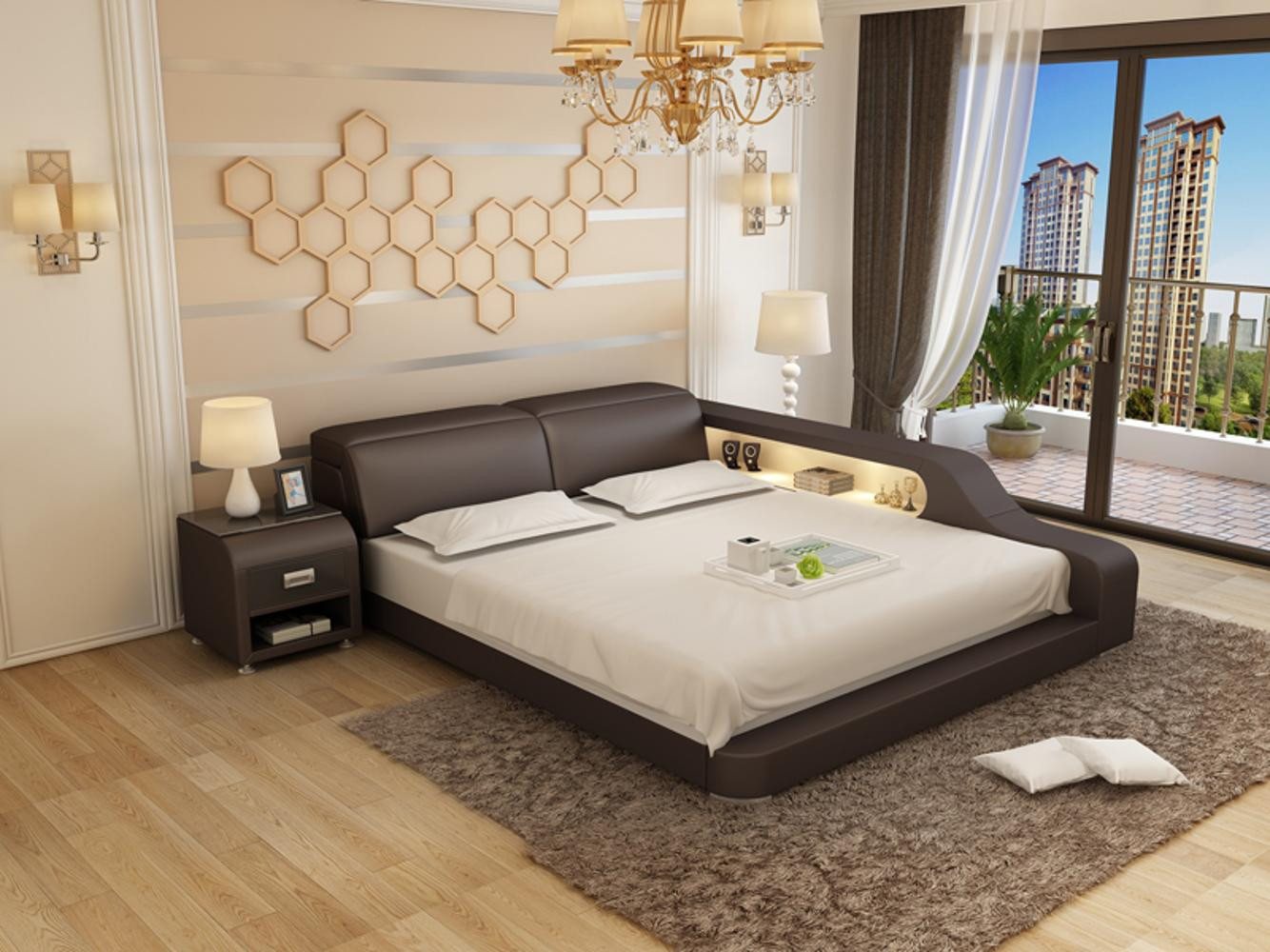 JVmoebel, Wasserbett Hotel Doppel Bett Betten Komplett Lederbett Polsterbett, (Wasserbett LB8818), Made in Europa von JVmoebel
