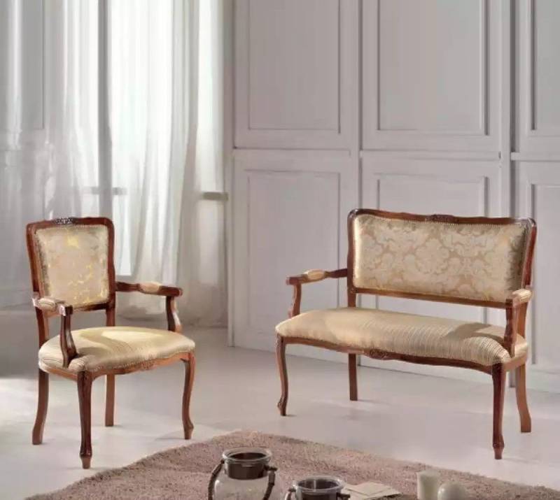 JVmoebel Sofa Beiges 2-Sitzer Sofa mit Polsterbank und Sessel-Set, 2 Teile, Made in Europa JVmoebel Sofa Beiges 2-Sitzer Sofa mit Polsterbank und Sessel-Set, 2 Teile, Made in Europa von JVmoebel