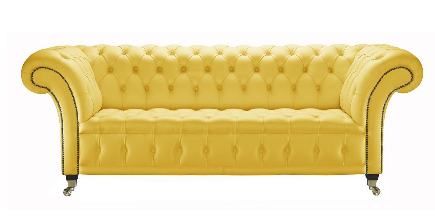 JVmoebel 2-Sitzer Design Chesterfield Sofagarnitur 2-Sitzer Couch Leder Gelb Couch, Made in Europa JVmoebel 2-Sitzer Design Chesterfield Sofagarnitur 2-Sitzer Couch Leder Gelb Couch, Made in Europa von JVmoebel