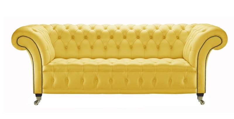 JVmoebel 2-Sitzer Design Chesterfield Sofagarnitur 2-Sitzer Couch Leder Gelb Couch, Made in Europa JVmoebel 2-Sitzer Design Chesterfield Sofagarnitur 2-Sitzer Couch Leder Gelb Couch, Made in Europa von JVmoebel