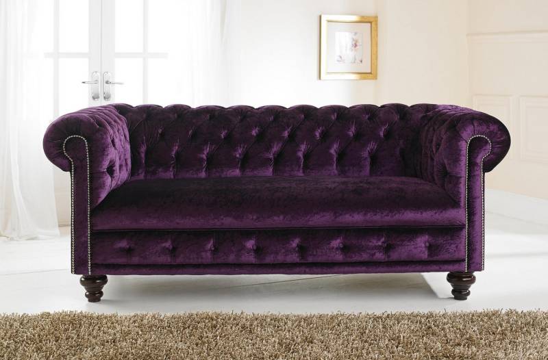 JVmoebel 2-Sitzer Design Chesterfield Sofagarnitur 2-Sitzer Stoff Couch Lila Polster, Made in Europa von JVmoebel
