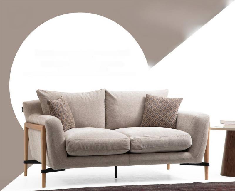 JVmoebel 2-Sitzer Wohnzimmer Zweisitzer Sofa 2 Sitzer Stoff Sofas Modern Design Grau, 1 Teile, Made in Europa von JVmoebel