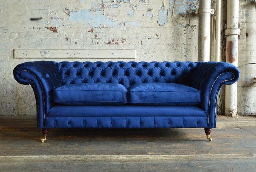 JVmoebel 3-Sitzer Blaues Chesterfield Sofa 3-Sitzer Couch Polsterung XXL Textil, Made in Europa JVmoebel 3-Sitzer Blaues Chesterfield Sofa 3-Sitzer Couch Polsterung XXL Textil, Made in Europa von JVmoebel
