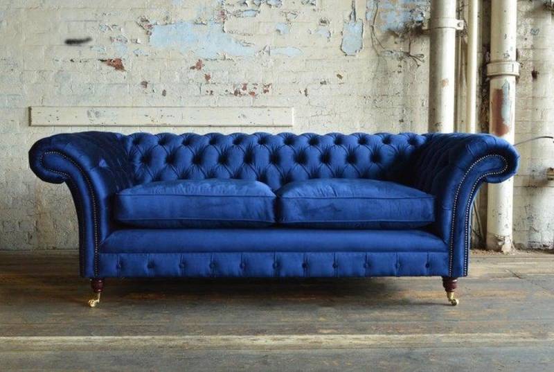 JVmoebel 3-Sitzer Blaues Chesterfield Sofa 3-Sitzer Couch Polsterung XXL Textil, Made in Europa JVmoebel 3-Sitzer Blaues Chesterfield Sofa 3-Sitzer Couch Polsterung XXL Textil, Made in Europa von JVmoebel