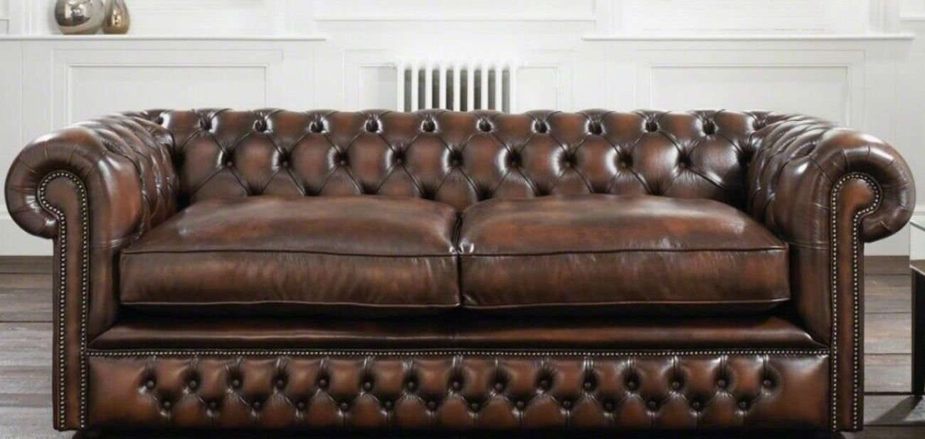 JVmoebel 3-Sitzer Chesterfield 3 Sitzer Big Sofa Couch Leder Samt Polster Sofas Sofort, 1 Teile von JVmoebel