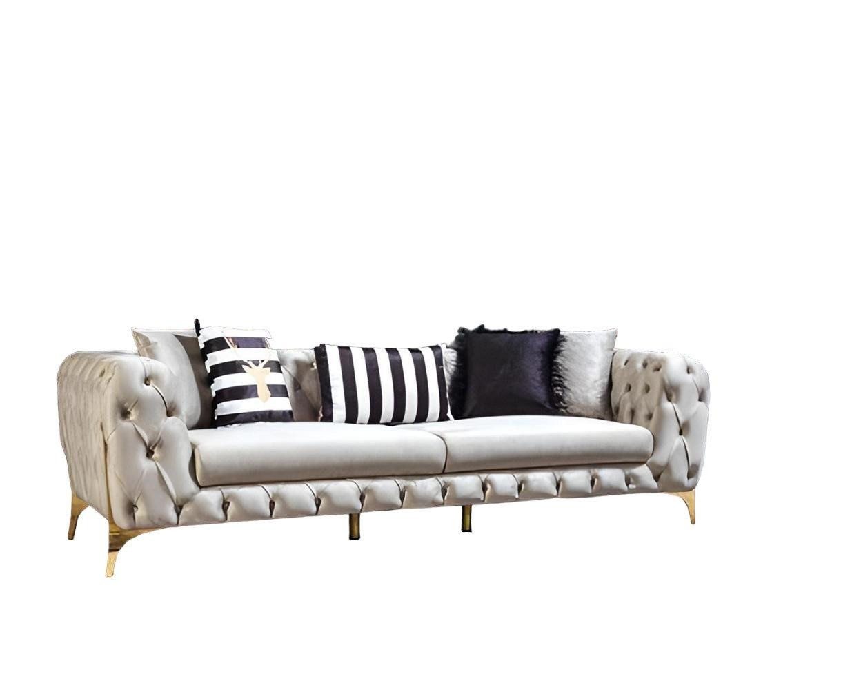 JVmoebel Chesterfield-Sofa Chesterfield Beiger 3-Sitzer Luxuriöse Wohnzimmer Designer Couch, 1 Teile, Made in Europa JVmoebel Chesterfield-Sofa Chesterfield Beiger 3-Sitzer Luxuriöse Wohnzimmer Designer Couch, 1 Teile, Made in Europa von JVmoebel