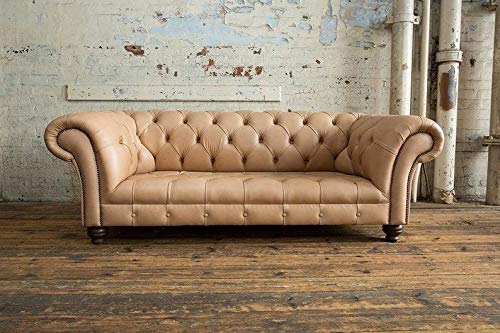 JVmoebel 3 Sitzer Chesterfield Polster Sofas Design Luxus Couch Sofa Leder Couchen Braun von JVmoebel