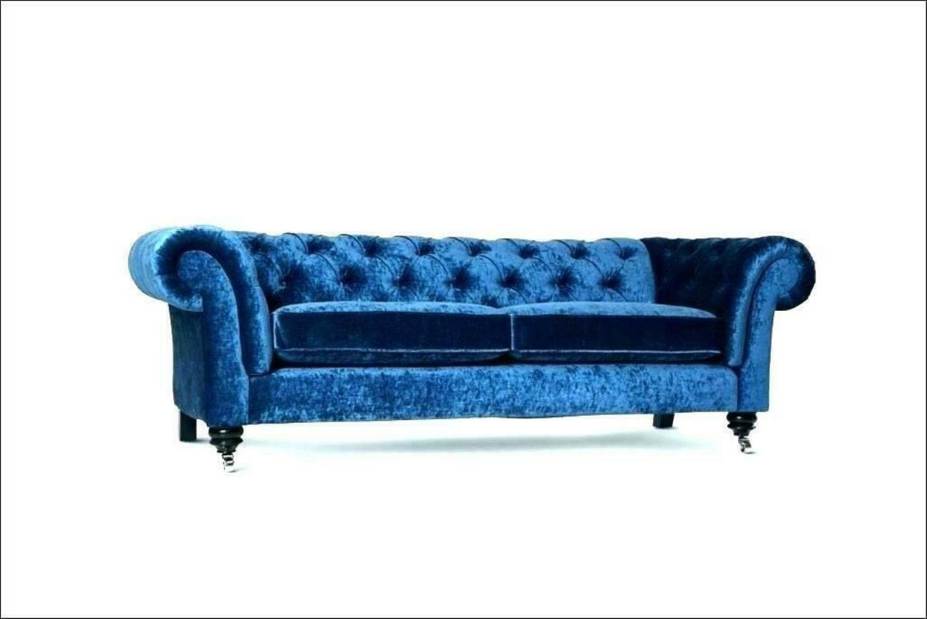 JVmoebel 3-Sitzer Chesterfield Samt Sofa 3 Sitzer Designer Blau Couchen Couch Stoff von JVmoebel