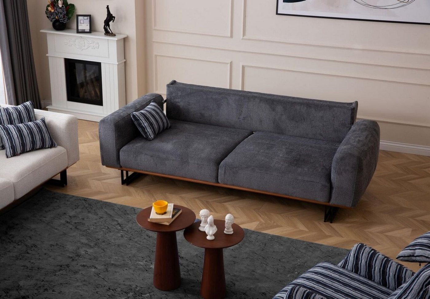 JVmoebel 3-Sitzer Couch 230cm Sitzpolster 3 Sitzer Sofa Grau Designer Möbel Wohnzimmer, 1 Teile, Made in Europa von JVmoebel