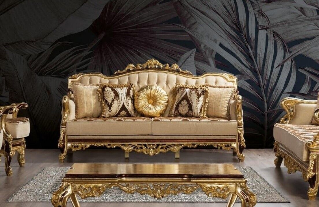 JVmoebel 3-Sitzer Dreisitzer Sofa 3 Sitzer Barock Rokoko Couch Luxus Sofas Stoff, 1 Teile von JVmoebel