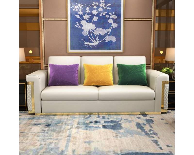 JVmoebel 3-Sitzer Dreisitzer Sofa in Weiß aus Kunstleder - Polster Couch Textil, Made in Europa JVmoebel 3-Sitzer Dreisitzer Sofa in Weiß aus Kunstleder - Polster Couch Textil, Made in Europa von JVmoebel