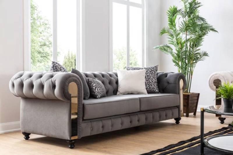 JVmoebel 3-Sitzer Elegantes Chesterfield Sofa in Grau für das Wohnzimmer, 3-Sitzer, Made in Europa JVmoebel 3-Sitzer Elegantes Chesterfield Sofa in Grau für das Wohnzimmer, 3-Sitzer, Made in Europa von JVmoebel