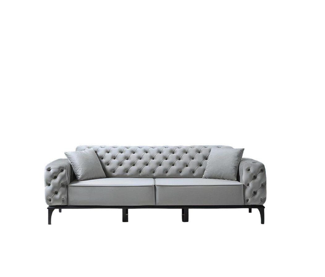 JVmoebel Chesterfield-Sofa Graue Chesterfield Couch Moderner 3-Sitzer Stoffsofa, 1 Teile, Made in Europa JVmoebel Chesterfield-Sofa Graue Chesterfield Couch Moderner 3-Sitzer Stoffsofa, 1 Teile, Made in Europa von JVmoebel