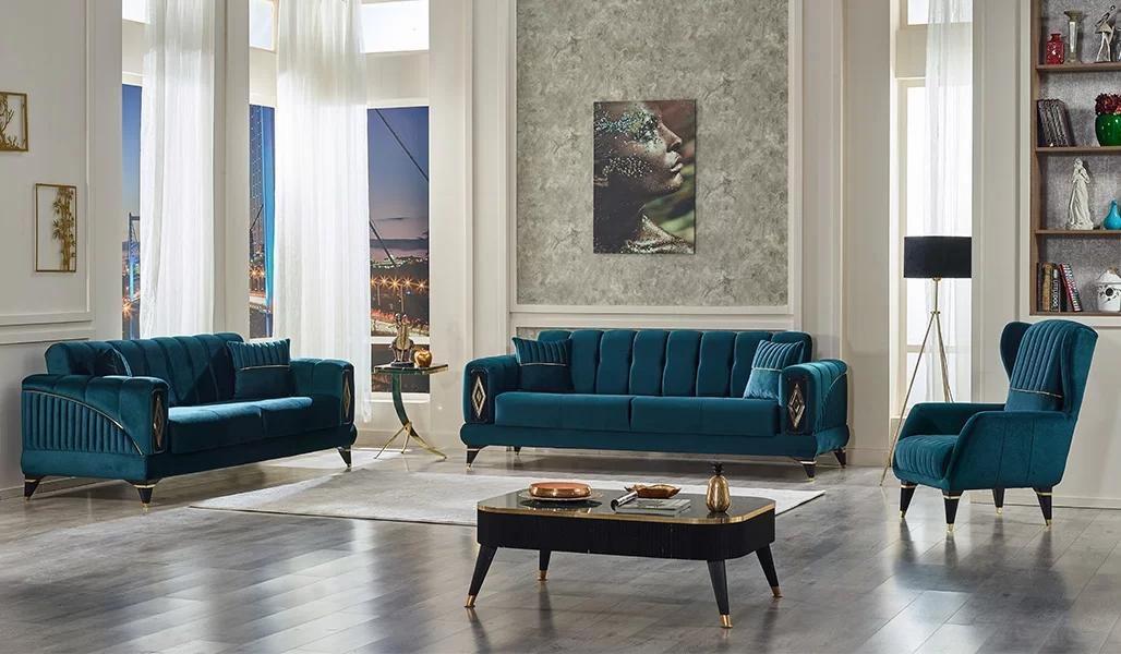 JVmoebel Polstergarnitur Grün Sofa Komplett 3+3+1 Sitzer Wohnzimmer Textil Sofagarnitur 3tlg, (2x Sofa 3 Sitzer / Sessel), Made in Europa JVmoebel Polstergarnitur Grün Sofa Komplett 3+3+1 Sitzer Wohnzimmer Textil Sofagarnitur 3tlg, (2x Sofa 3 Sitzer / Sessel), Made in Europa von JVmoebel