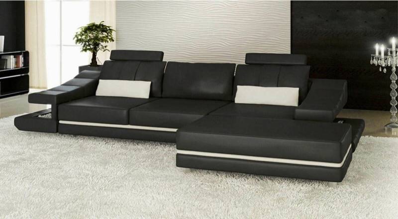 JVmoebel 3-Sitzer Leder 3-Sitzer Hocker Wohnzimmer Büro NEU Kunst Schwarz, Made in Europa von JVmoebel