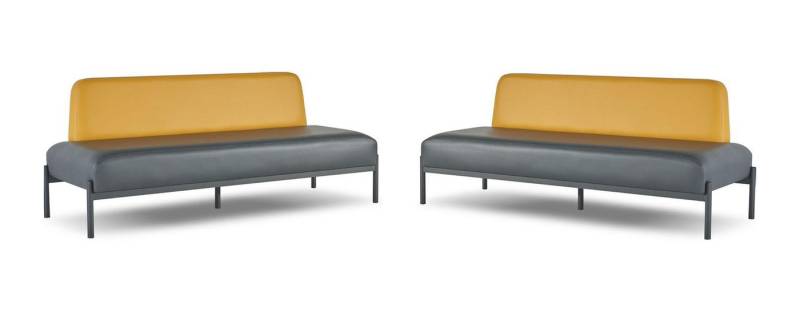 JVmoebel Polstergarnitur Sitzmöbel Set 3-Sitzer Schwarz Gelb Art Deco Ledersofas Edelstahl, (Sofa-Set 2tlg 3-Sitzer), Made in Europa von JVmoebel