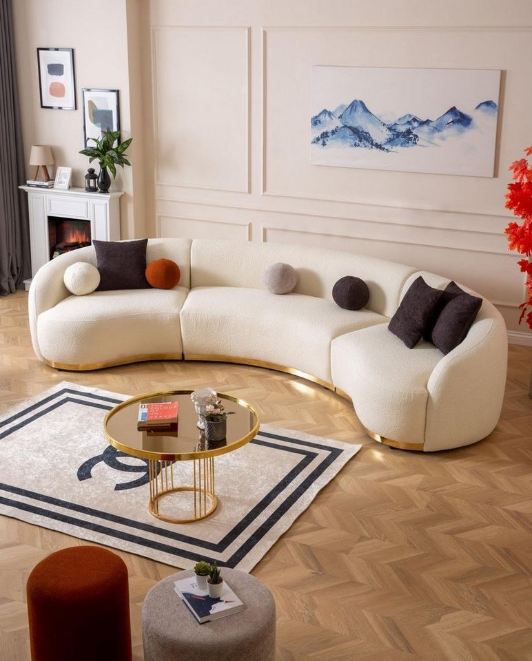 JVmoebel 4-Sitzer Designer Rund sofa Weiße Eckgarnitur Moderne Möbel in Wohnzimmer, 1 Teile, Made in Europa von JVmoebel
