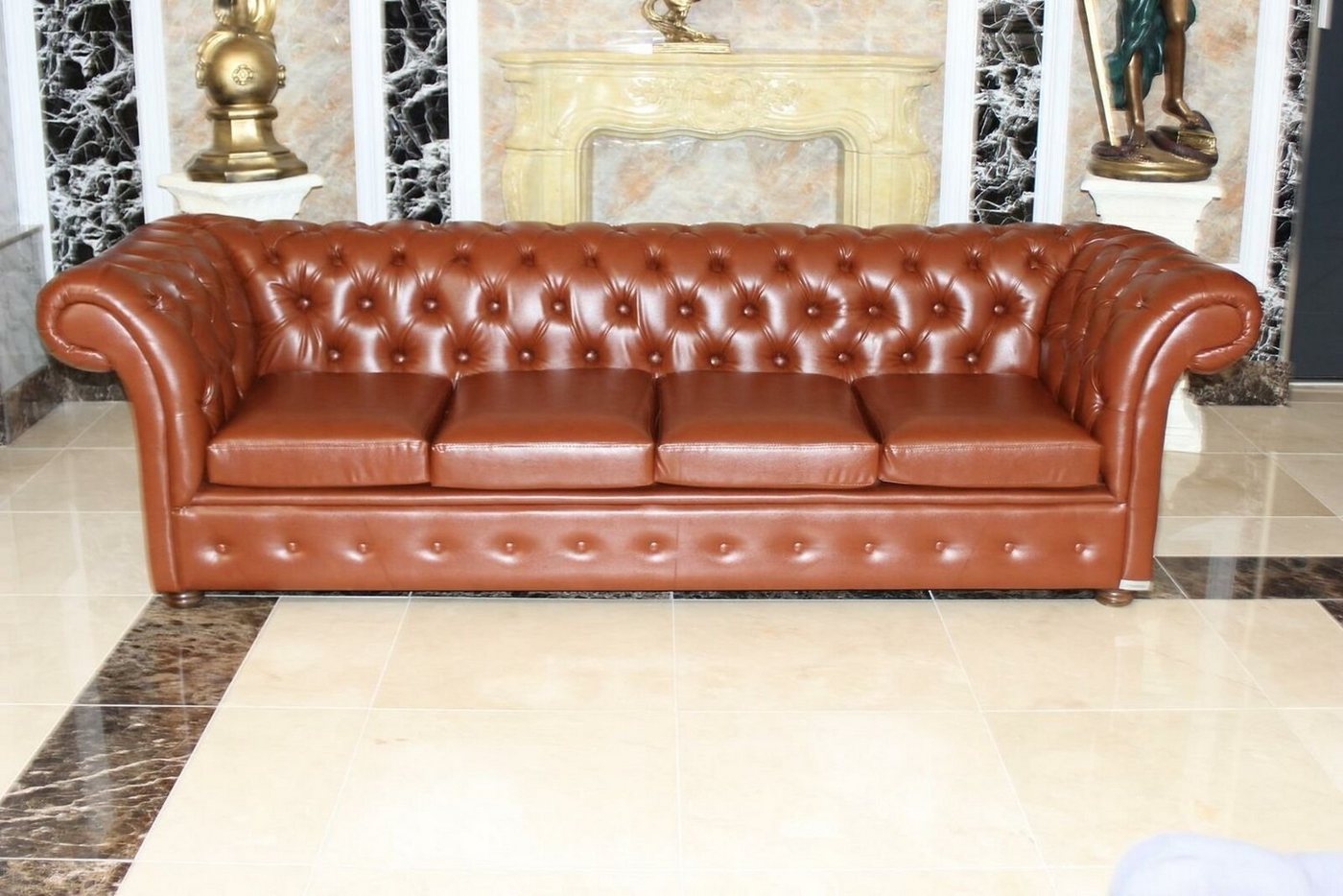 JVmoebel 4-Sitzer Sofa 4 Sitz Couch Sofas Chesterfield Viersitzer Kunstleder Sofort, 1 Teile von JVmoebel