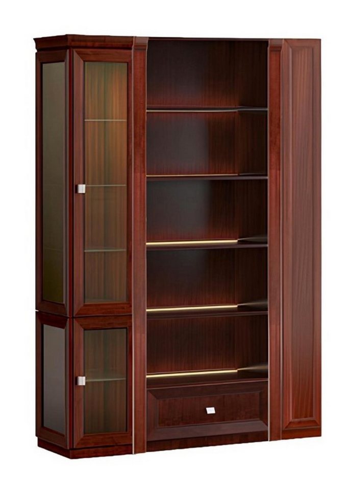 JVmoebel Aktenschrank Braunes Büroregal Designer Glasvitrine Massivholz Luxuriöser Schrank (1-St., Büroschrank) Made in Europa von JVmoebel