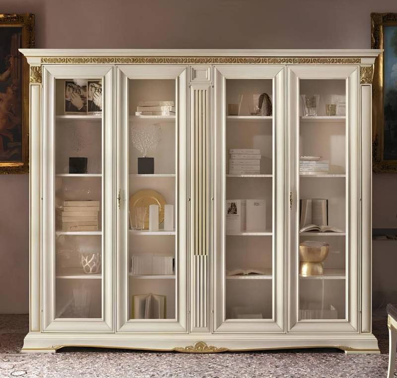 JVmoebel Aktenschrank Eleganter Bücherschrank im italienischen Antikstil in Weiß Made in Europa von JVmoebel