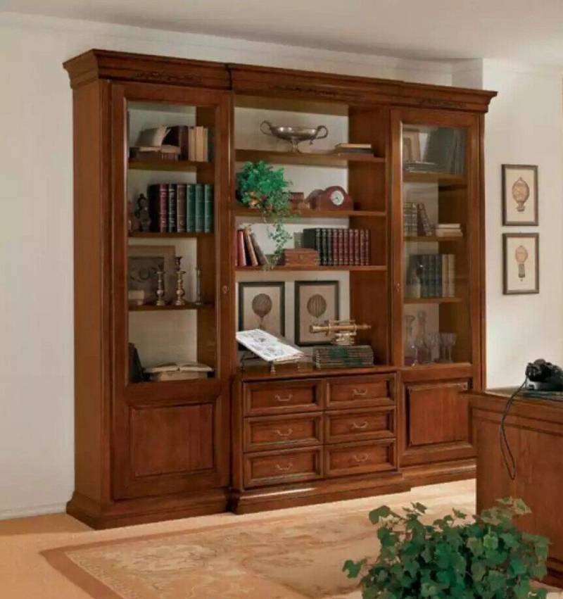 JVmoebel Aktenschrank Klassischer Büroschrank Bücherschrank Italienische Möbel Büro Holz (1-St., Bücherschrank) Made in Europa von JVmoebel