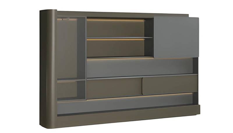 JVmoebel Aktenschrank Moderne Büroschrank Regalwand Schwarz Grau mit LED Beleuchtung Made in Europe JVmoebel Aktenschrank Moderne Büroschrank Regalwand Schwarz Grau mit LED Beleuchtung Made in Europe von JVmoebel