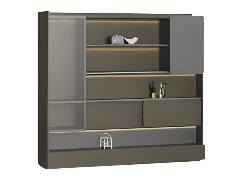 JVmoebel Aktenschrank Moderner Büroschrank Regalwand Schwarz Grau mit LED Beleuchtung Made in Europe JVmoebel Aktenschrank Moderner Büroschrank Regalwand Schwarz Grau mit LED Beleuchtung Made in Europe von JVmoebel