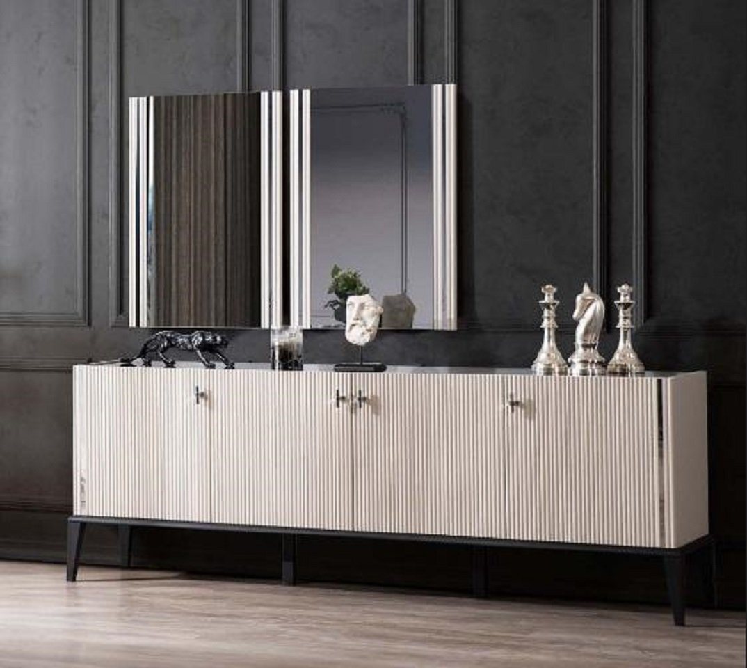 JVmoebel Anrichte Beige Esszimmer Anrichte Designer 4-türige Kommode Exklusive (1 St., Anrichte), Made in Europa von JVmoebel