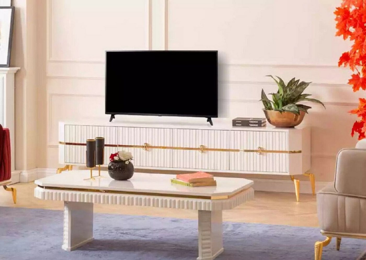 JVmoebel Anrichte Couchtisch Sideboard 2tlg Wohnzimmer Möbel Tisch Lowboard neu (2 St., TV Staender + Couchtisch), Made in Europa von JVmoebel