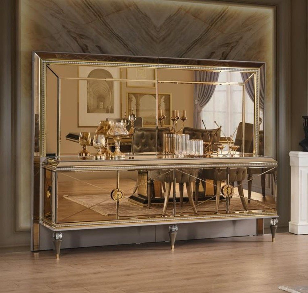 JVmoebel Anrichte Holz Sideboard mit Spiegel – Anrichte für das Wohnzimmer (1 St., 1x Sideboard), Made in Europa von JVmoebel